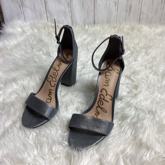 Sam Edelman Womens Yaro Gray and Silver Metallic Heels Size 10 - Picture 5 of 13